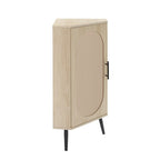 Meuble d'angle avec porte en rotin, étagère d'angle autoportante pour petits espaces, salon, cuisine, chambre