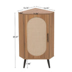 Meuble d'angle avec porte en rotin, étagère d'angle autoportante pour petits espaces, salon, cuisine, chambre