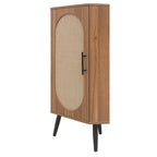 Meuble d'angle avec porte en rotin, étagère d'angle autoportante pour petits espaces, salon, cuisine, chambre