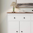 Buffet de salle à manger avec 2 tiroirs et 4 portes, 120 cm de large, blanc