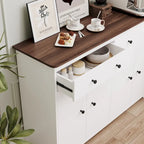 Buffet de salle à manger avec 2 tiroirs et 4 portes, 120 cm de large, blanc