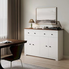 Buffet de salle à manger avec 2 tiroirs et 4 portes, 120 cm de large, blanc
