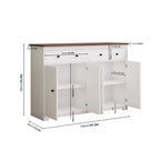 Buffet de salle à manger avec 2 tiroirs et 4 portes, 120 cm de large, blanc