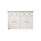 Buffet de salle à manger avec 2 tiroirs et 4 portes, 120 cm de large, blanc