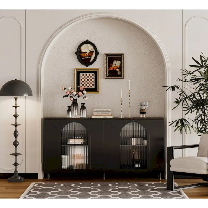 Vitrine 4 portes avec étagères réglables