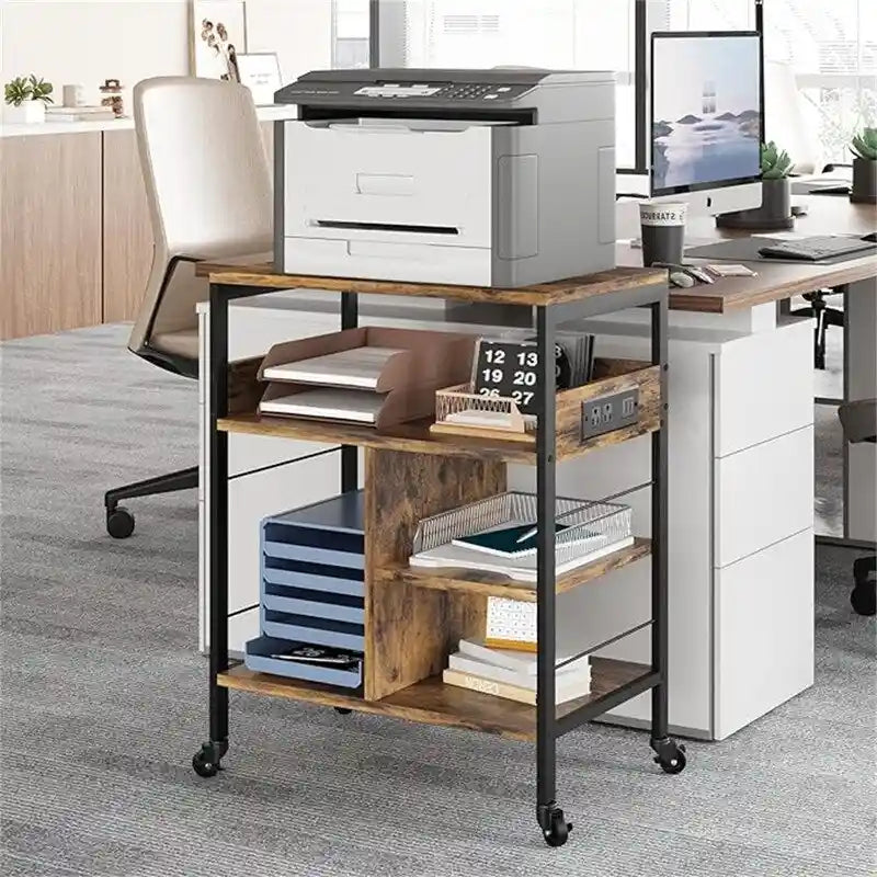 Support d'Imprimante de Bureau avec Station de Recharge - 32,5 x 18,25 x 5 Pouces