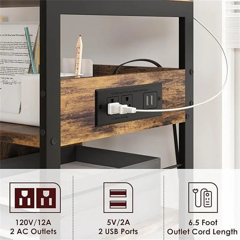 Support d'Imprimante de Bureau avec Station de Recharge - 32,5 x 18,25 x 5 Pouces