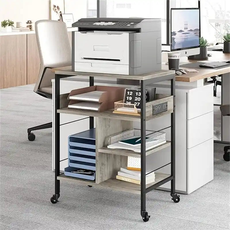 Support d'Imprimante de Bureau avec Station de Recharge - 32,5 x 18,25 x 5 Pouces
