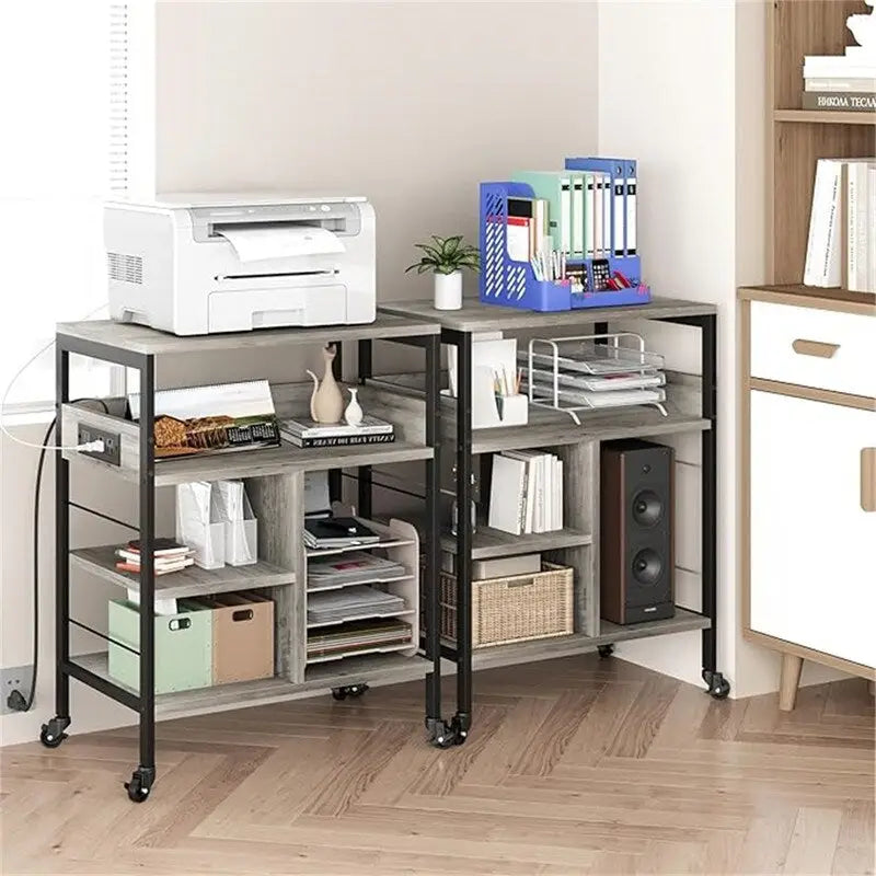 Support d'Imprimante de Bureau avec Station de Recharge - 32,5 x 18,25 x 5 Pouces