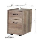 Meuble de rangement mobile en chêne rustique à deux tiroirs