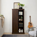 Armoire haute de rangement avec porte de grange et étagères ouvertes