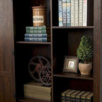 Armoire haute de rangement avec porte de grange et étagères ouvertes