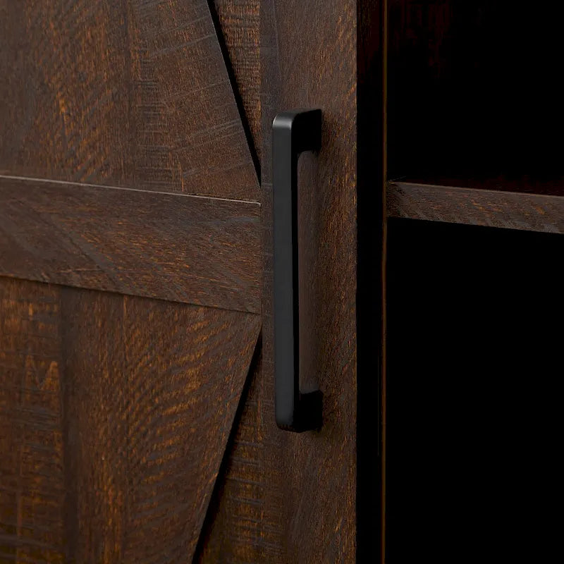 Armoire haute de rangement avec porte de grange et étagères ouvertes