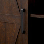 Armoire haute de rangement avec porte de grange et étagères ouvertes