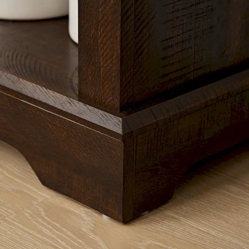 Armoire haute de rangement avec porte de grange et étagères ouvertes