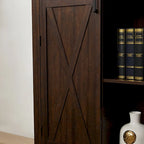Armoire haute de rangement avec porte de grange et étagères ouvertes