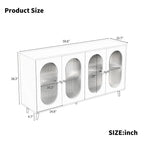 Bahut de buffet moderne et minimaliste avec 4 portes en acrylique et étagères réglables
