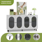 Bahut de buffet moderne et minimaliste avec 4 portes en acrylique et étagères réglables