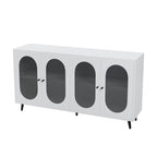 Bahut de buffet moderne et minimaliste avec 4 portes en acrylique et étagères réglables