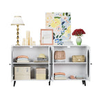 Bahut de buffet moderne et minimaliste avec 4 portes en acrylique et étagères réglables
