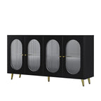 Bahut de buffet moderne et minimaliste avec 4 portes en acrylique et étagères réglables