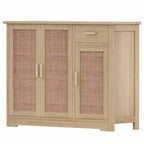 Meuble de rangement avec portes en rotin – 89,9 L x 30 P x 80 H cm