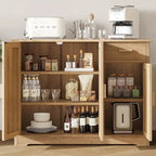 Meuble de rangement avec portes en rotin – 89,9 L x 30 P x 80 H cm