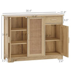 Meuble de rangement avec portes en rotin – 89,9 L x 30 P x 80 H cm