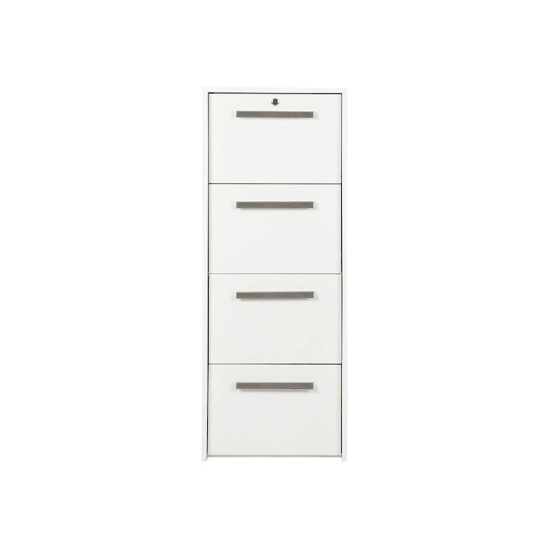 Classeur latéral à 4 tiroirs en grain de bois blanc - 48,5H x 18,5W x 17,5P