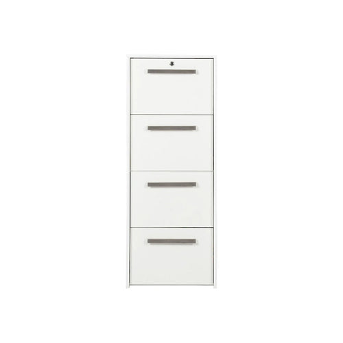 Classeur latéral à 4 tiroirs en grain de bois blanc - 48,5H x 18,5W x 17,5P