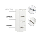 Classeur latéral à 4 tiroirs en grain de bois blanc - 48,5H x 18,5W x 17,5P