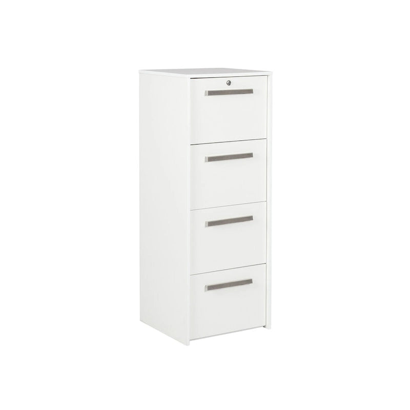 Classeur latéral à 4 tiroirs en grain de bois blanc - 48,5H x 18,5W x 17,5P
