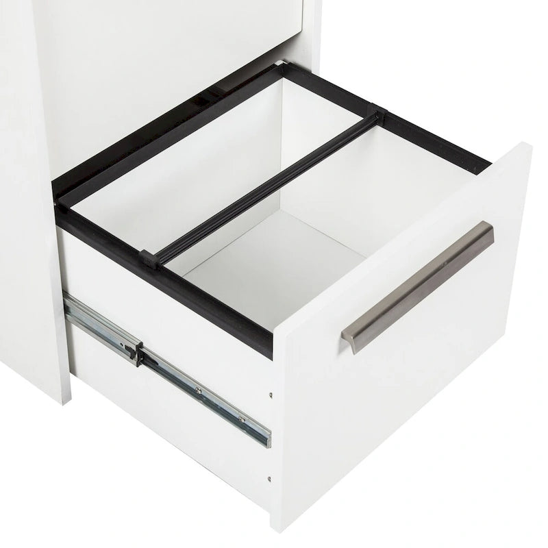 Classeur latéral à 4 tiroirs en grain de bois blanc - 48,5H x 18,5W x 17,5P