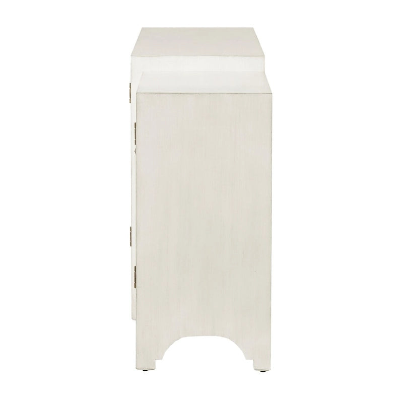 Vaisselier-buffet de salle à manger à 4 portes, crème, motif quatrefoil