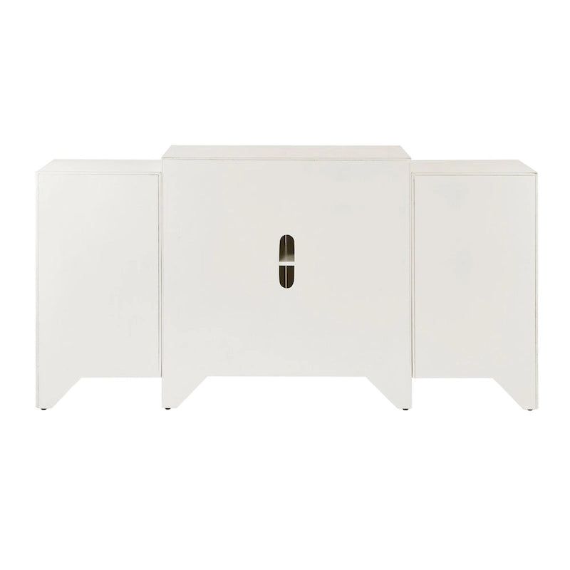 Vaisselier-buffet de salle à manger à 4 portes, crème, motif quatrefoil