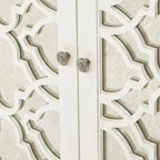 Vaisselier-buffet de salle à manger à 4 portes, crème, motif quatrefoil
