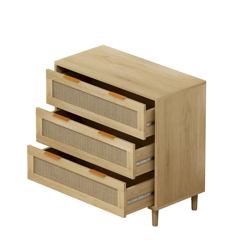 Meuble de rangement en rotin à 3 tiroirs