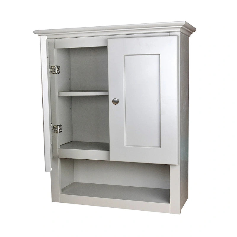Meuble Haut de Salle de Bain Gris avec Étagère Réglable