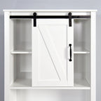 Meuble de rangement WC en bois avec étagères réglables - Blanc