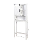 Meuble de rangement WC en bois avec étagères réglables - Blanc