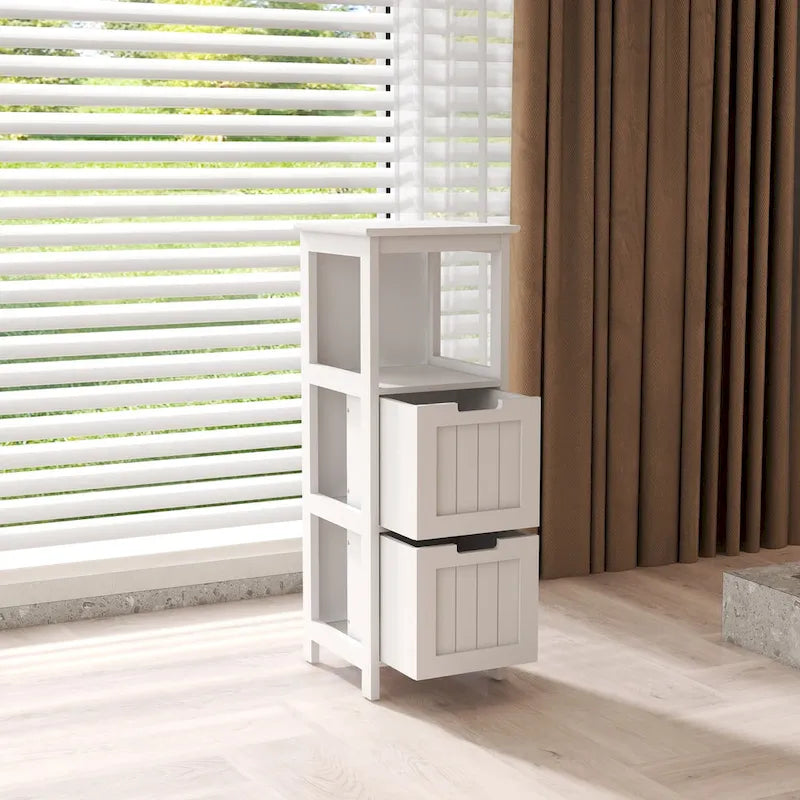 Meuble de salle de bain bas avec 2 tiroirs et 1 étagère
