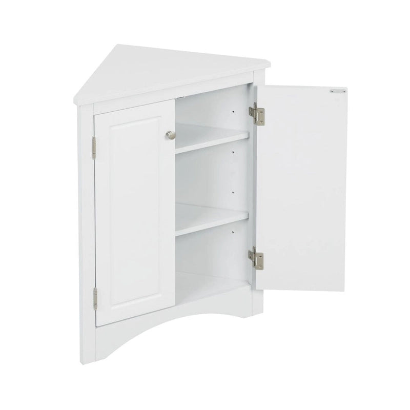 Meuble d'angle de rangement avec étagères réglables et portes