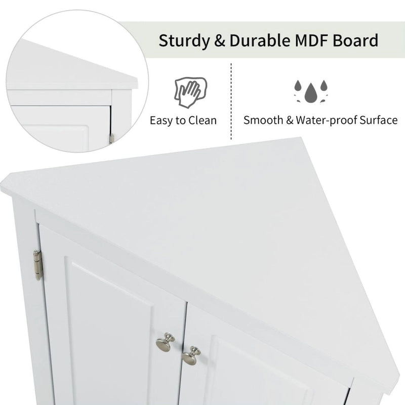 Meuble d'angle de rangement avec étagères réglables et portes