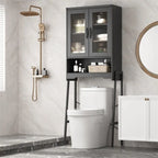 Meuble de Rangement WC avec Porte en Verre Trempé - 23,9cm P x 60cm L x 169cm H