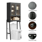 Meuble de Rangement WC avec Porte en Verre Trempé - 23,9cm P x 60cm L x 169cm H
