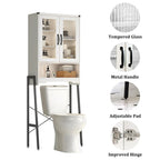 Meuble de Rangement WC avec Porte en Verre Trempé - 23,9cm P x 60cm L x 169cm H
