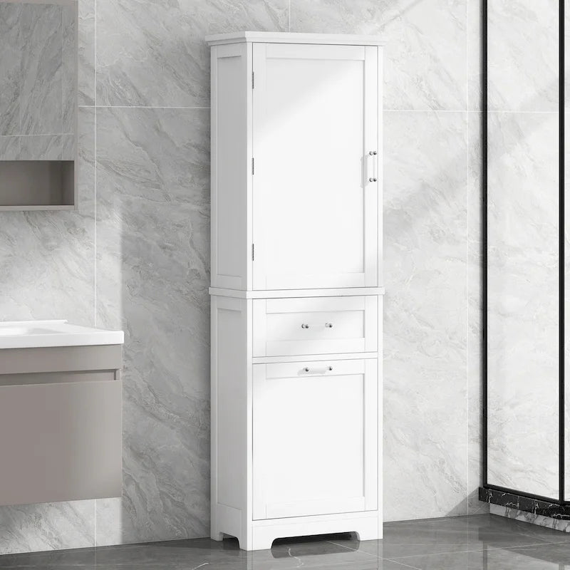 Meuble de rangement de salle de bain de 173 cm de haut avec tiroirs et étagère réglable