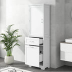 Meuble de rangement de salle de bain de 173 cm de haut avec tiroirs et étagère réglable