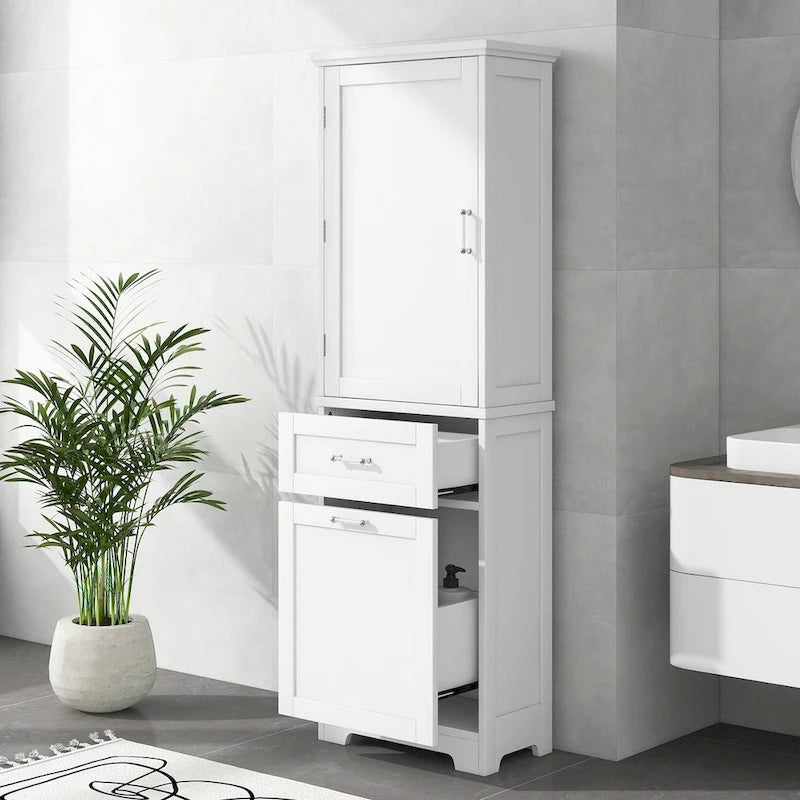 Meuble de rangement de salle de bain de 173 cm de haut avec tiroirs et étagère réglable