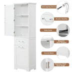 Meuble de rangement de salle de bain de 173 cm de haut avec tiroirs et étagère réglable
